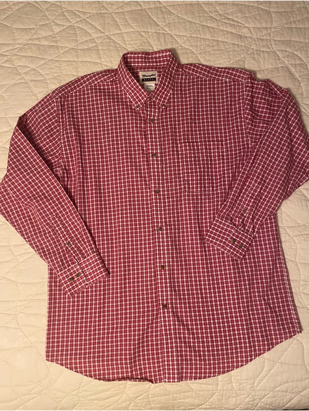 Wrangler Red Check Long-Sleeve Button-Down Shirt
